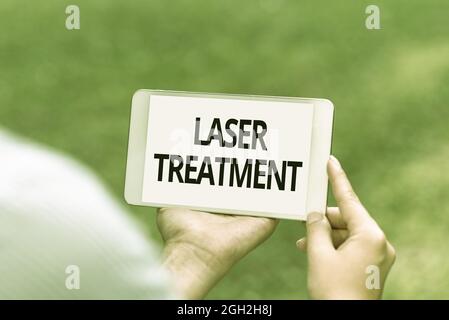 Légende conceptuelle traitement au laser. Concept d'entreprise toute technique médicale et chirurgicale utilisant des lasers fonctionnalités d'appel vocal et vidéo Banque D'Images