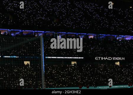 Manchester, Royaume-Uni. 04e septembre 2021. Football Aid Lights pendant le match à l'Etihad Stadium 4 sept 2021 crédit: Sharon Latham/Alamy Live News Banque D'Images