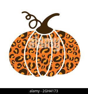 Citrouille à motif léopard. Jolies décorations d'automne. Modèle vectoriel pour le jour de Thanksgiving, Halloween, festival de la récolte, etc Illustration de Vecteur