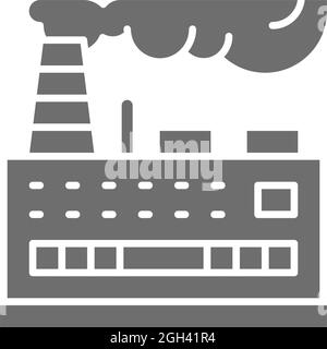 Usine de construction industrielle, centrale électrique icône grise. Illustration de Vecteur