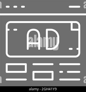 Publicité vectorielle, publicité, marketing multimédia icône grise. Illustration de Vecteur