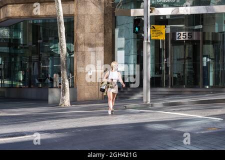 Sydney, Australie. Mercredi 4 septembre 2021. Le quartier des affaires central de Sydney a l'air très déserté alors que les cas quotidiens Covid-19 ne cessent d'augmenter. Banque D'Images