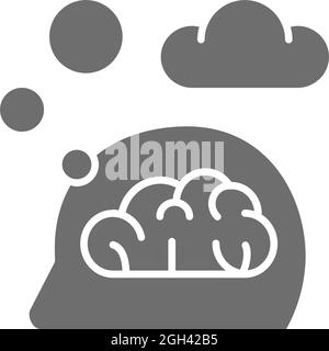 Penser, réfléchir, idée, esprit, rêve de cloud, icône grise de la boîte de dialogue. Illustration de Vecteur