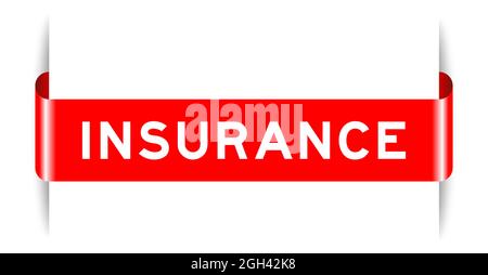 Bannière d'étiquette de couleur rouge insérée avec assurance mot sur fond blanc Illustration de Vecteur