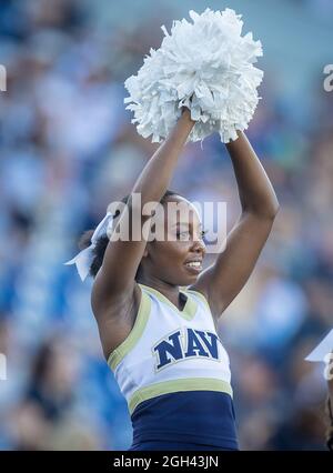 4 septembre 2021: Les midiateurs de la Marine pendant le match d'ouverture de la saison régulière entre le maréchal Thoging Herd et les miditiers de la Marine au Navy-Marine corps Memorial Stadium à Annapolis, Maryland photographe: Cory Royster Banque D'Images