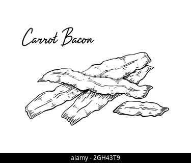 Bacon de carotte tiré à la main. Illustration vectorielle dans le style d'esquisse Illustration de Vecteur