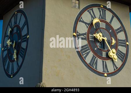 Vue sur la tour de l'horloge (Uhrturm) à Graz, Autriche; elle se trouve sur le Schlossberg Banque D'Images