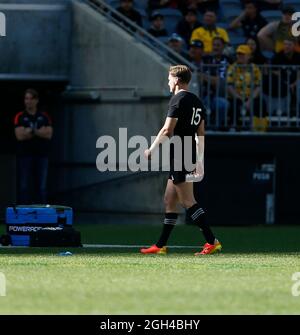 Perth, Australie. 5 septembre 2021 ; Optus Stadium, Perth, Australie : Bledisloe Cup international de rugby à XV, Australie contre Nouvelle-Zélande ; Jordie Barrett des All Blacks marche depuis le terrain après avoir reçu une carte rouge Credit: Action plus Sports Images/Alay Live News Banque D'Images