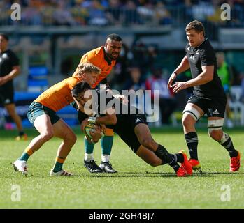 Perth, Australie. 5 septembre 2021 ; Optus Stadium, Perth, Australie : coupe Bledisloe internationale de rugby à XV, Australie contre Nouvelle-Zélande ; The All Blacks Attack the Wallabies Defense Credit: Action plus Sports Images/Alay Live News Banque D'Images