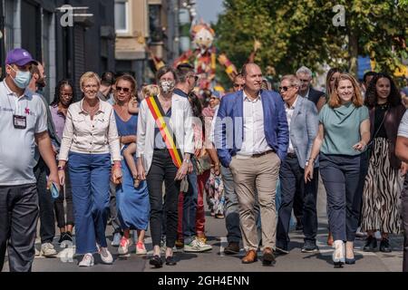 Bruxelles, Belgique - septembre 4. 2021. Inauguration de deux ponts sur le canal de Bruxelles. Il porte le nom de deux femmes : Loredana Marchi et Fatima Mernissi. Banque D'Images