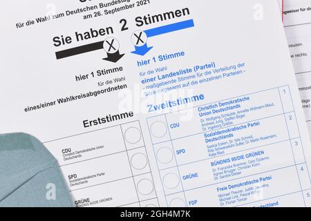 Allemagne. Bulletin de vote pour l'élection du Parlement fédéral allemand intitulée 'Bundestag-Swahl' Banque D'Images