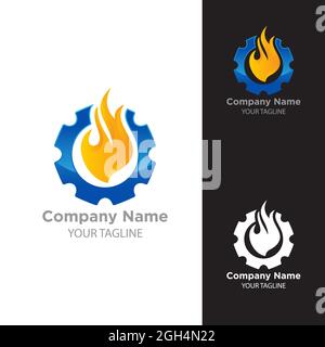Logo combiné feu, gaz et équipement. Logo modifiable.EPS 10 Illustration de Vecteur