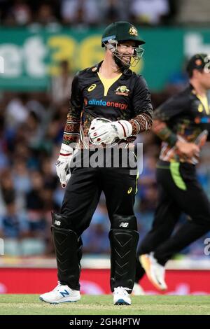 Sydney, Australie, 8 décembre 2020. Matthew Wade, d'Australie, sourit lors du match de cricket de la série T20 de Dettol entre l'Australie et l'Inde au Sydney Cricket Ground, le 08 décembre 2020 à Sydney, en Australie. Crédit : Steven Markham/Speed Media/Alay Live News Banque D'Images