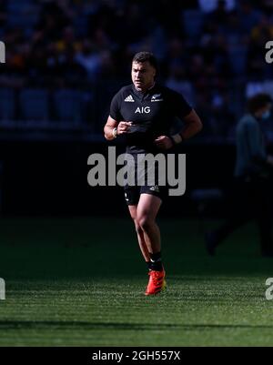 5 septembre 2021 ; Optus Stadium, Perth, Australie : coupe Bledisloe internationale de rugby, Australie contre Nouvelle-Zélande ; David Havili des All Blacks Banque D'Images