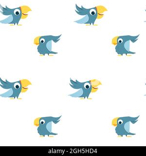 Motif sans couture avec perroquets. Perroquet joyeux. Caractère perroquet. Logo et illustration. Illustration de Vecteur
