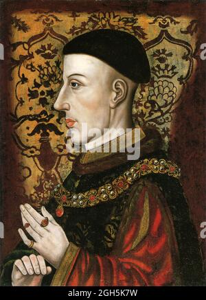 Un portrait du roi Henri V qui fut roi d'Angleterre de 1413 à 1422 Banque D'Images