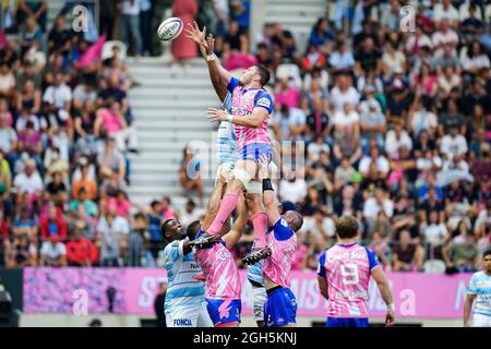 Paul Gabrilligues de Stade Francais lors du match DE rugby TOP 14 entre Stade Français Paris (SFP) et Racing 92 (R92) au Stade Jean Bouin, à Paris, France, le 4 septembre 2021. Photo de Julien Poupart/ABACAPRESS.COM Banque D'Images