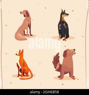 Groupe de chiens personnages animaux Illustration de Vecteur