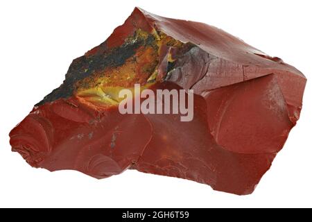 Red jasper de Carnarvon Shire, Australie isolé sur fond blanc Banque D'Images