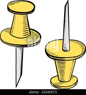 Doodle dessin à la main vecteur illustration ensemble de bureau étudiant les fournitures de retour à l'école isolée sur fond blanc. Dessin simple de dessins de style Doodle de broches en papier. Illustration vectorielle Illustration de Vecteur