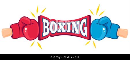 Emblème vintage Vector pour la boxe avec gants. Club de boxe avec logo Vector. Illustration de Vecteur