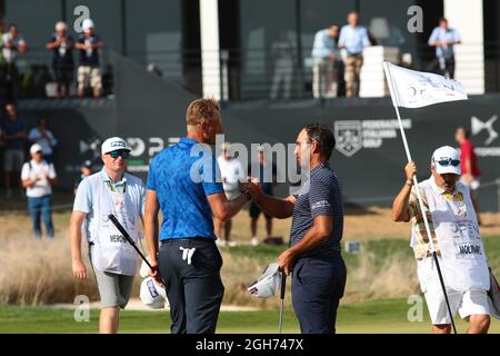 EDOARDO MOLINARI ET ADRIAN MERONK LORS DE LA 2 PARTIE DE LA 78E GOLF ITALIEN DS AUTOMOBILES OUVERT AU MARCO SIMONE GOLF CLUB LE 05 SEPTEMBRE 2021 À ROME, ITALIE Banque D'Images