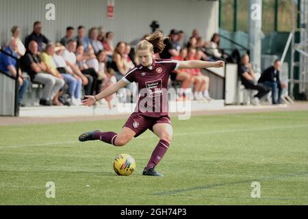 Édimbourg, Royaume-Uni. Le 05septembre 2021. Monica Forsyth (Hearts, #7) lors du match SWPL1 entre Hearts et Hamilton Academical à Oriam à Edinburgh, en Écosse. Crédit: SPP Sport presse photo. /Alamy Live News Banque D'Images