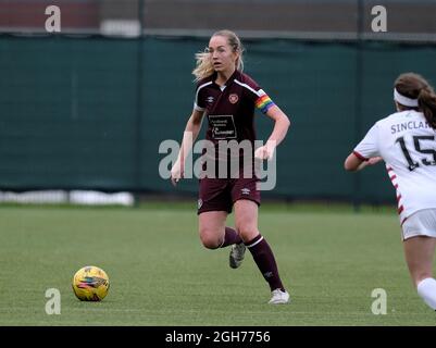 Édimbourg, Royaume-Uni. Le 05septembre 2021. Georgia Hunter (Hearts, #5) lors du match SWPL1 entre Hearts et Hamilton Academical à Oriam à Edinburgh, en Écosse. Crédit: SPP Sport presse photo. /Alamy Live News Banque D'Images