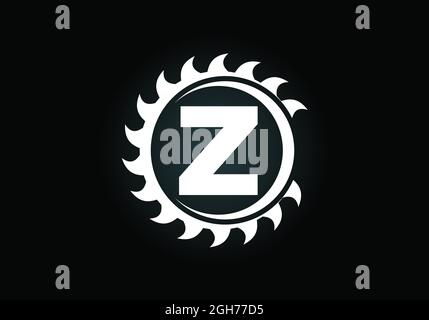 Lettre Z initiale du monogramme avec la lame de scie. Menuiserie, logo en bois. Emblème de police. Logo vectoriel moderne pour les entreprises et les entreprises de scierie Illustration de Vecteur