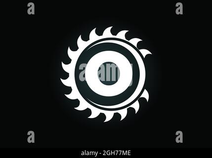 Lettre O monogramme initiale avec la lame de scie. Menuiserie, logo en bois. Emblème de police. Logo vectoriel moderne pour les entreprises et les entreprises de scierie Illustration de Vecteur