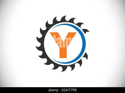Lettre initiale du monogramme y avec la lame de scie. Menuiserie, logo en bois. Emblème de police. Logo vectoriel moderne pour les entreprises et les entreprises de scierie Illustration de Vecteur
