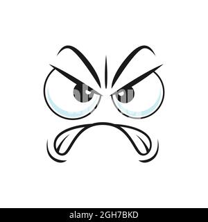 Colère incrédulité expression émoticon, méfiant humeur triste emoji, méfiant émoticône avec visage en colère smiley isolé. Vecteur méfiant emoji avec grand Illustration de Vecteur