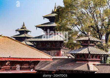 Degu Taleju temple vu de la place Katmandou Durbar, avant le tremblement de terre de 2015 au Népal Banque D'Images