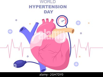 Journée mondiale de l'hypertension Illustration vectorielle commémorée chaque 17 mai à symptômes et prévention pression artérielle Santé pour le contexte, affiche, brochure Illustration de Vecteur