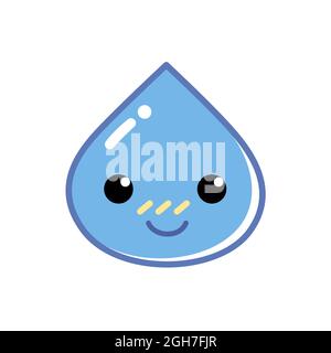 Un personnage bleu en forme de goutte d'eau souriant. Caractère d'isolation de vecteur. Illustration de Vecteur