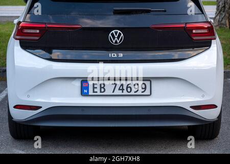 Volkswagen ID.3 voiture électrique avec plaque d'immatriculation norvégienne Banque D'Images