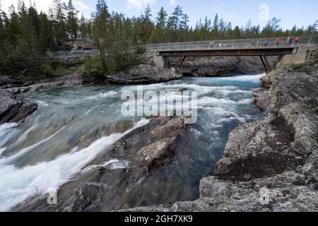 Pollfoss Cascade, rivière Otta, Oppland, Norvège Banque D'Images