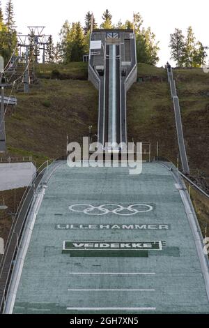 Lysgårdsbakkene ski Jumping Arena - le site de saut en ciel des Jeux Olympiques d'hiver de 1994 à Lillehammer, Norvège, Europe Banque D'Images