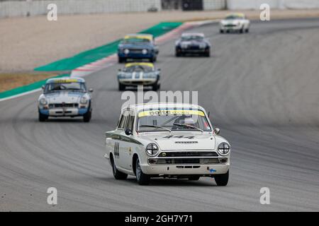 VAN LEENEN, Gerrit Jan et DU TOY VAN HEES, Bert avec Lotus Cortina lors de la course historique de Barcelone de la NKHTGT au circuit de Catalunya. Banque D'Images