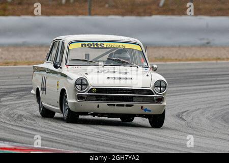 VAN LEENEN, Gerrit Jan et DU TOY VAN HEES, Bert avec Lotus Cortina lors de la course historique de Barcelone de la NKHTGT au circuit de Catalunya. Banque D'Images