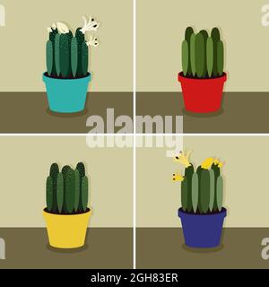 Jeu d'illustrations cactus - illustration vectorielle Illustration de Vecteur