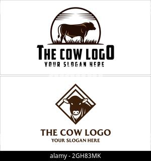 Logo de la vache de ferme animale Illustration de Vecteur