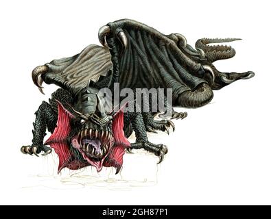 Dragon d'araignée gigantesque. Illustration fantaisie. Banque D'Images