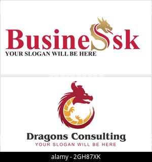 Conseils d'affaires avec conception de logo de dragons Illustration de Vecteur