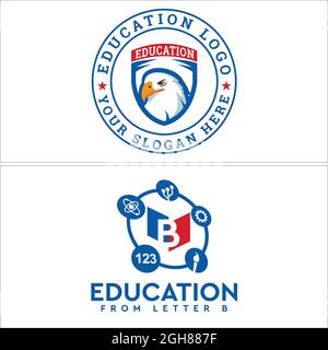 Emblème de l'éducation, aigle de protection et logo de la chimie Illustration de Vecteur