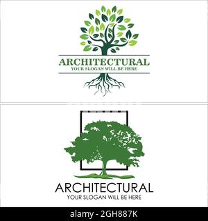 Architecture maison d'affaires arbre nature logo conception Illustration de Vecteur