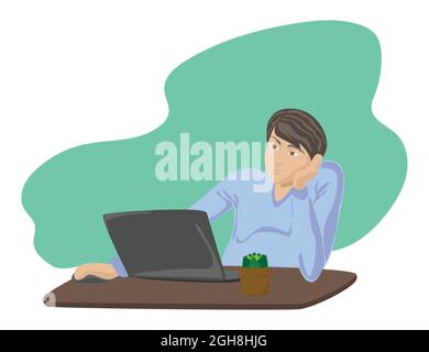 homme avec un travailleur indépendant ou un travailleur de bureau travaillant à domicile Illustration de Vecteur