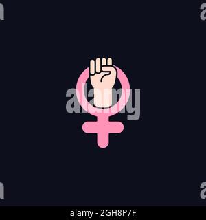 Symbole femelle icône de couleur RVB pour thème sombre Illustration de Vecteur
