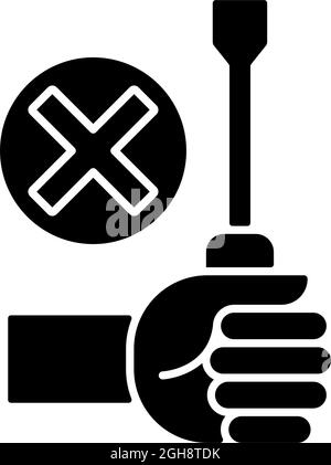 Ne pas réparer soi-même l'icône d'étiquette manuelle de glyphe noire Illustration de Vecteur
