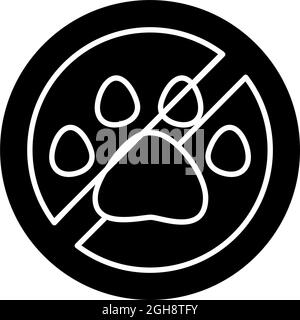 Tenir à l'écart des animaux icône d'étiquette manuelle en glyphe noire Illustration de Vecteur